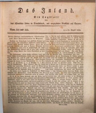 Das Inland (Deutsche Tribüne) Montag 10. August 1829