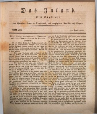 Das Inland (Deutsche Tribüne) Dienstag 11. August 1829