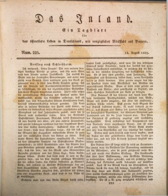 Das Inland (Deutsche Tribüne) Donnerstag 13. August 1829