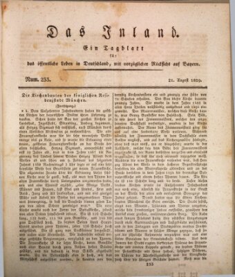 Das Inland (Deutsche Tribüne) Freitag 21. August 1829