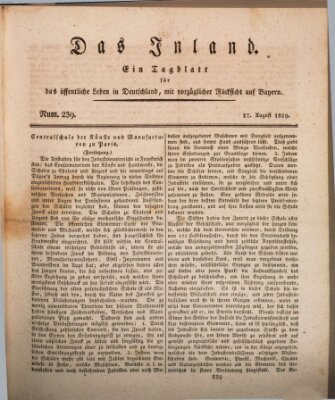 Das Inland (Deutsche Tribüne) Donnerstag 27. August 1829