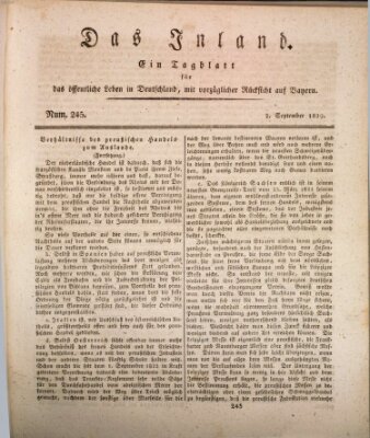 Das Inland (Deutsche Tribüne) Mittwoch 2. September 1829