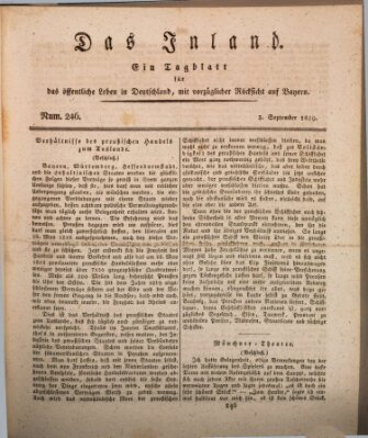 Das Inland (Deutsche Tribüne) Donnerstag 3. September 1829