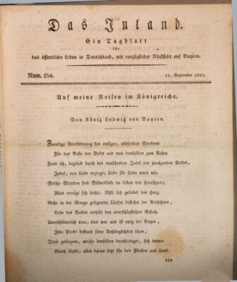 Das Inland (Deutsche Tribüne) Freitag 11. September 1829