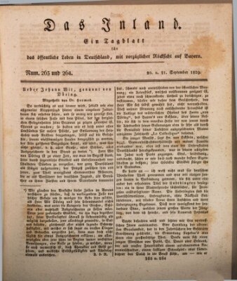 Das Inland (Deutsche Tribüne) Montag 21. September 1829