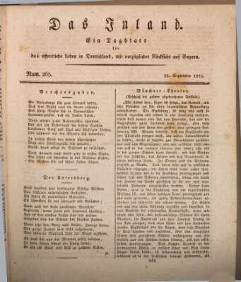 Das Inland (Deutsche Tribüne) Dienstag 22. September 1829