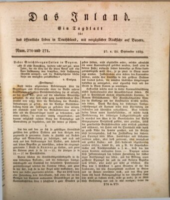 Das Inland (Deutsche Tribüne) Sonntag 27. September 1829