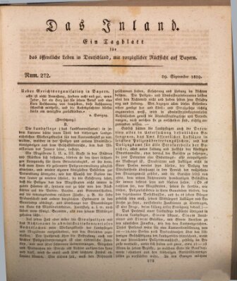 Das Inland (Deutsche Tribüne) Dienstag 29. September 1829