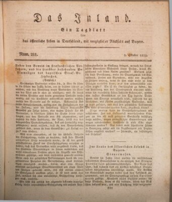 Das Inland (Deutsche Tribüne) Donnerstag 8. Oktober 1829