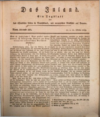 Das Inland (Deutsche Tribüne) Montag 12. Oktober 1829