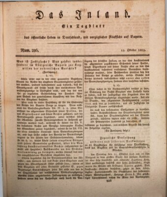 Das Inland (Deutsche Tribüne) Dienstag 13. Oktober 1829