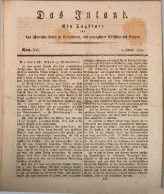 Das Inland (Deutsche Tribüne) Dienstag 3. November 1829