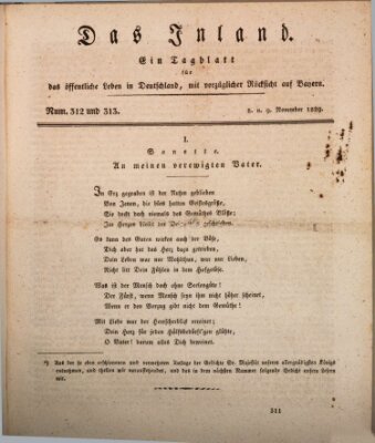 Das Inland (Deutsche Tribüne) Sonntag 8. November 1829