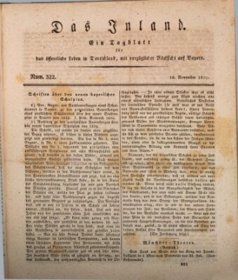 Das Inland (Deutsche Tribüne) Mittwoch 18. November 1829