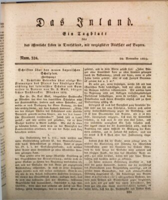 Das Inland (Deutsche Tribüne) Freitag 20. November 1829