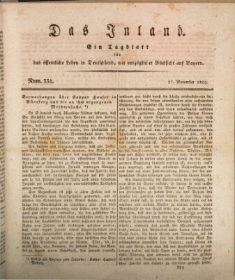 Das Inland (Deutsche Tribüne) Freitag 27. November 1829