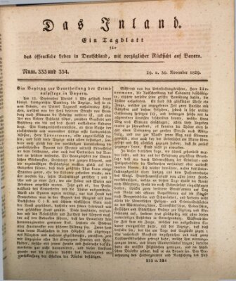 Das Inland (Deutsche Tribüne) Sonntag 29. November 1829