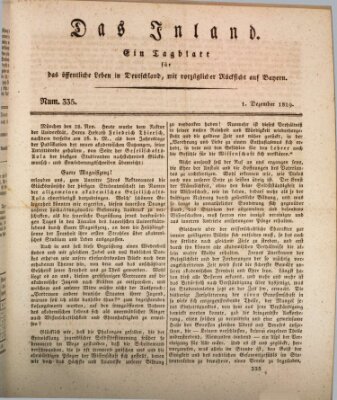 Das Inland (Deutsche Tribüne) Dienstag 1. Dezember 1829