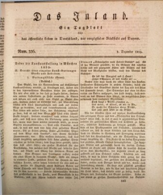 Das Inland (Deutsche Tribüne) Mittwoch 2. Dezember 1829