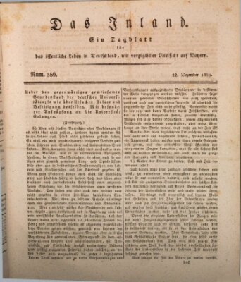 Das Inland (Deutsche Tribüne) Dienstag 22. Dezember 1829