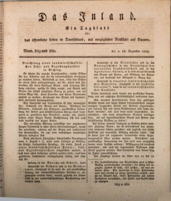 Das Inland (Deutsche Tribüne) Freitag 25. Dezember 1829