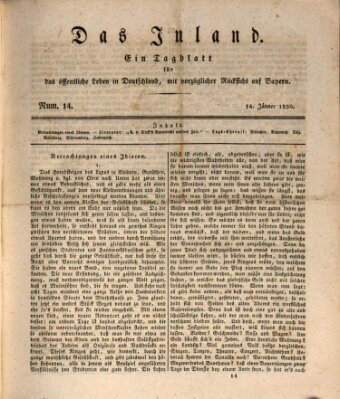 Das Inland (Deutsche Tribüne) Donnerstag 14. Januar 1830