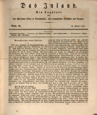 Das Inland (Deutsche Tribüne) Samstag 16. Januar 1830