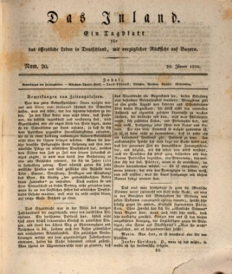 Das Inland (Deutsche Tribüne) Mittwoch 20. Januar 1830