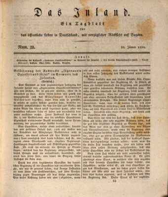 Das Inland (Deutsche Tribüne) Donnerstag 28. Januar 1830