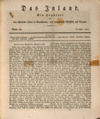 Das Inland (Deutsche Tribüne) Samstag 13. Februar 1830