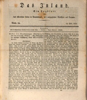 Das Inland (Deutsche Tribüne) Dienstag 23. Februar 1830