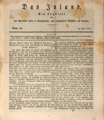 Das Inland (Deutsche Tribüne) Donnerstag 25. Februar 1830