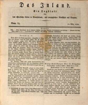 Das Inland (Deutsche Tribüne) Samstag 13. März 1830