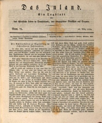 Das Inland (Deutsche Tribüne) Dienstag 16. März 1830