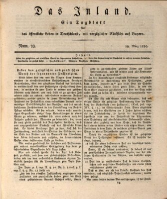 Das Inland (Deutsche Tribüne) Freitag 19. März 1830