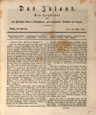 Das Inland (Deutsche Tribüne) Sonntag 21. März 1830