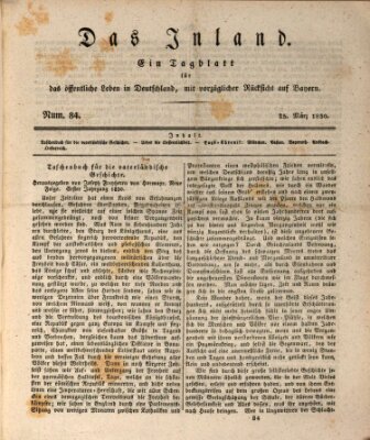 Das Inland (Deutsche Tribüne) Donnerstag 25. März 1830