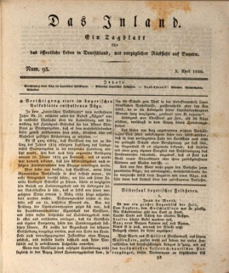 Das Inland (Deutsche Tribüne) Samstag 3. April 1830