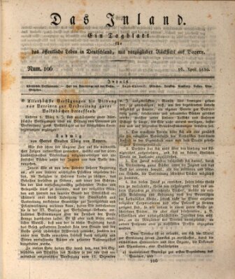 Das Inland (Deutsche Tribüne) Freitag 16. April 1830