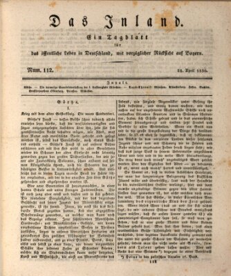 Das Inland (Deutsche Tribüne) Donnerstag 22. April 1830