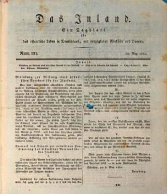 Das Inland (Deutsche Tribüne) Donnerstag 13. Mai 1830