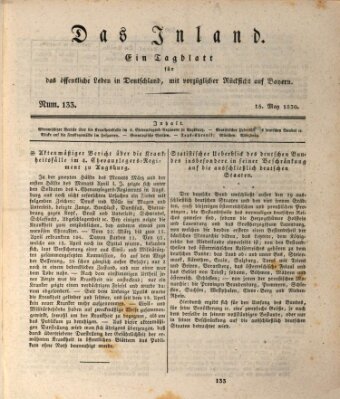 Das Inland (Deutsche Tribüne) Samstag 15. Mai 1830