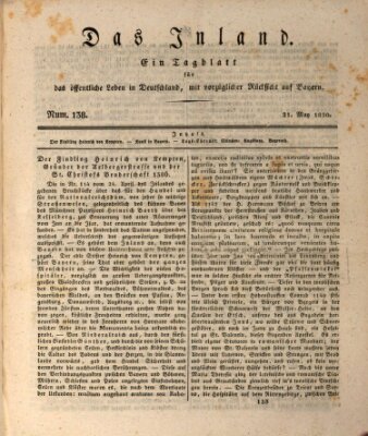 Das Inland (Deutsche Tribüne) Freitag 21. Mai 1830