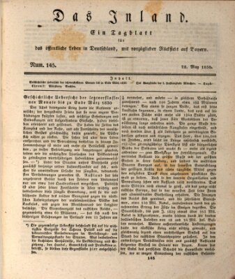 Das Inland (Deutsche Tribüne) Freitag 28. Mai 1830