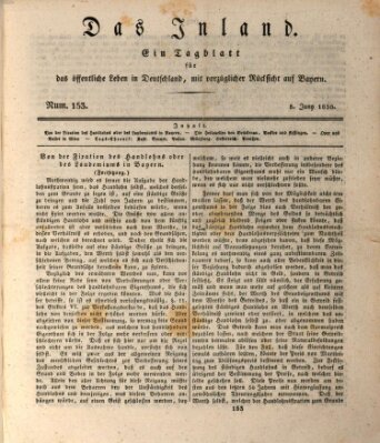 Das Inland (Deutsche Tribüne) Samstag 5. Juni 1830