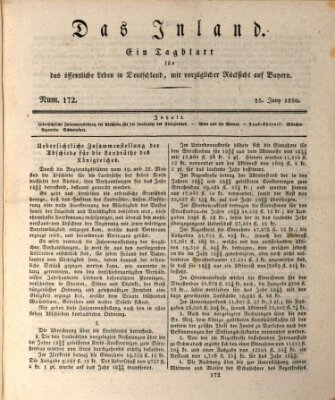 Das Inland (Deutsche Tribüne) Freitag 25. Juni 1830