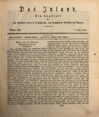 Das Inland (Deutsche Tribüne) Dienstag 6. Juli 1830