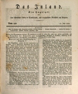 Das Inland (Deutsche Tribüne) Dienstag 13. Juli 1830