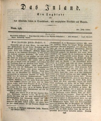 Das Inland (Deutsche Tribüne) Dienstag 20. Juli 1830