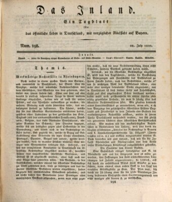 Das Inland (Deutsche Tribüne) Donnerstag 22. Juli 1830